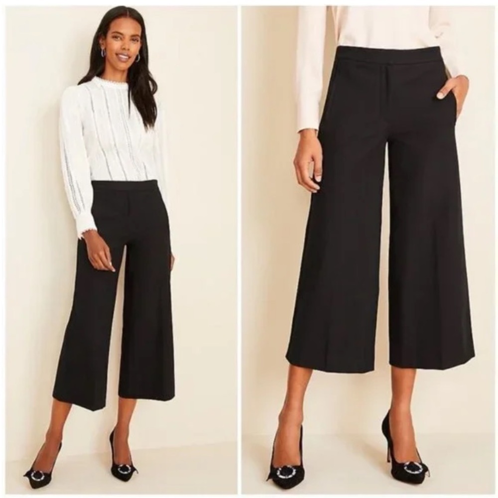 Ann Taylor Marina Slacks Black Wide-Leg Dress Pants